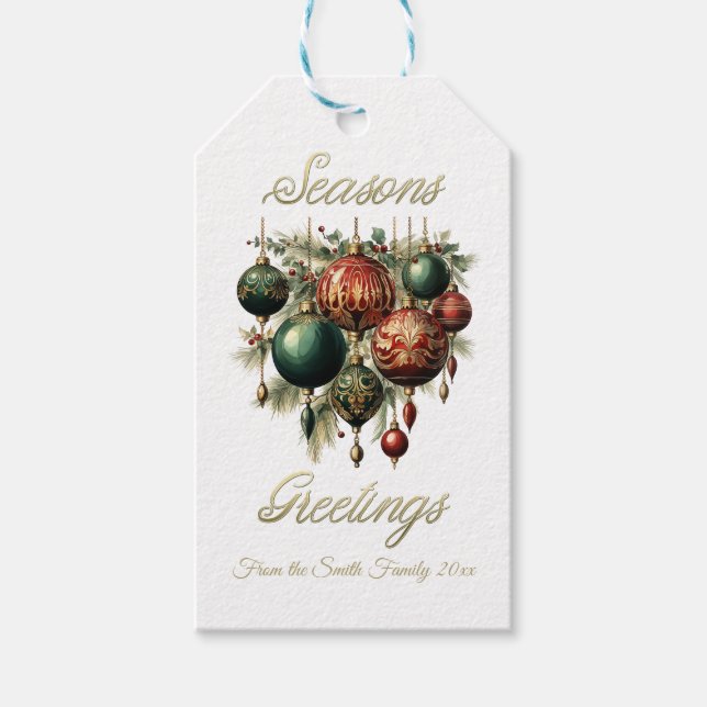 Vintag Bauble Weihnachtsgeschenk-Tag Geschenkanhänger (Vorderseite)
