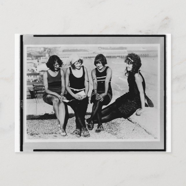 Vintag Beach Beauties Foto Postkarte (Vorderseite)