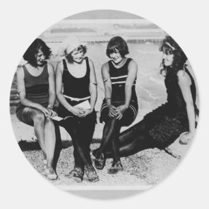 Vintag Beach Beauties Foto Runder Aufkleber