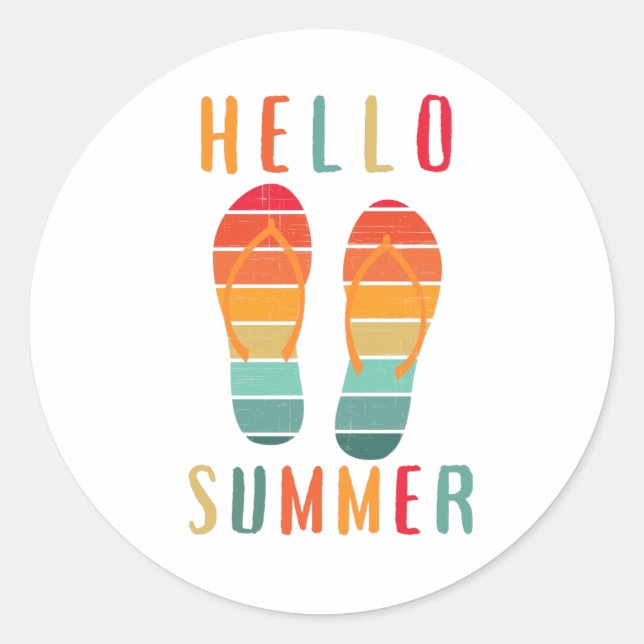 Vintag Beach Hello Summer Sunset-Geschenk Runder Aufkleber (Vorderseite)
