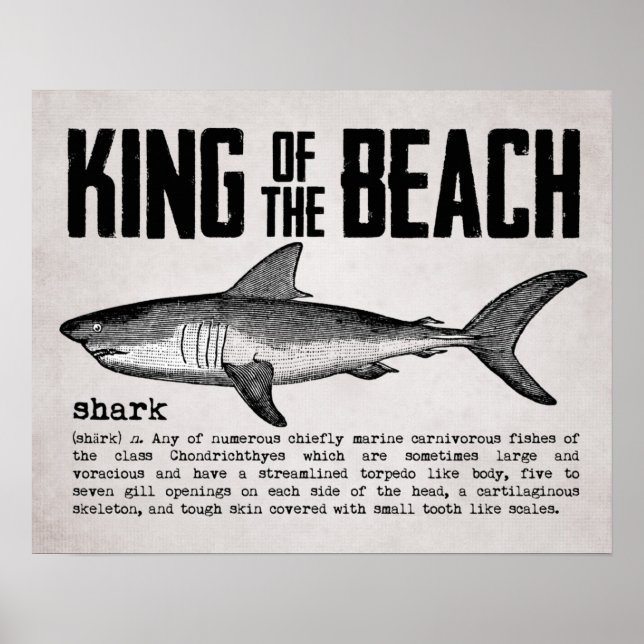 Vintag Beach King Shark - Definition Poster (Vorne)