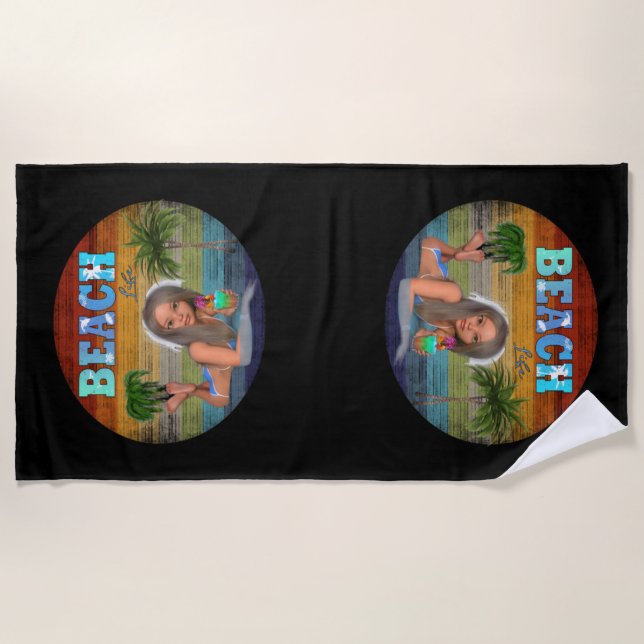 Vintag Beach Life Surf Strandtuch (Vorderseite)