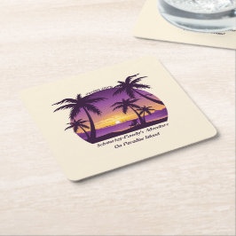 Vintag Beach Sunset Ferien Lounges Pfirsichpfirsic Rechteckiger Pappuntersetzer