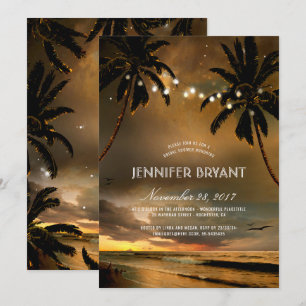 Vintag Beach Sunset Palm Lights Brautparty Einladung