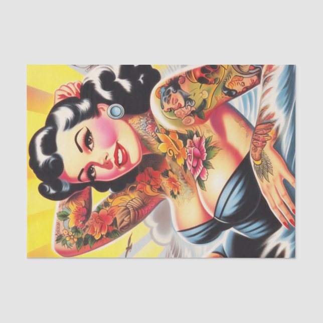 Vintag Beach Tattoo Pinup Seidenpapier (Vorderseite)
