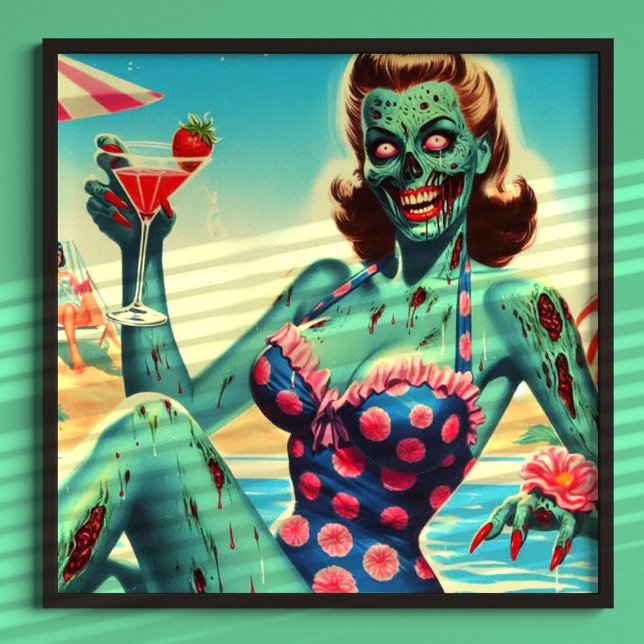 Vintag Beach Zombie Button-up Poster (Von Creator hochgeladen)