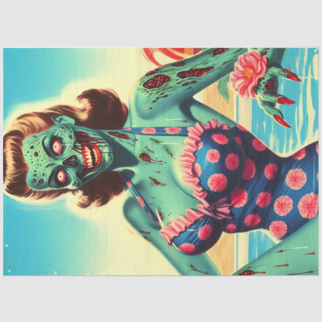Vintag Beach Zombie Button-up Seidenpapier (Vorderseite)