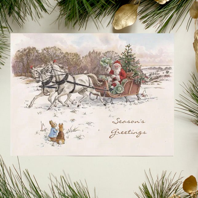 Vintag Beatrix Potter Weihnachtsfeiertage Feiertagspostkarte (Von Creator hochgeladen)