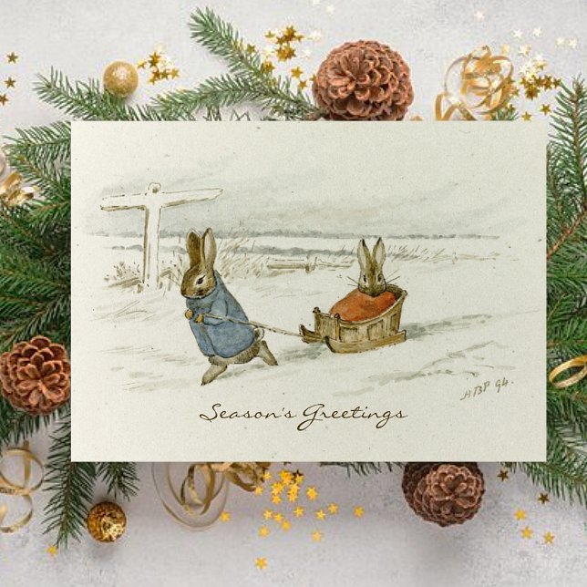 Vintag Beatrix Potter Weihnachtsgrüße Feiertagskarte (Von Creator hochgeladen)