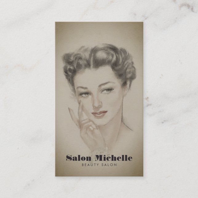 Vintag Beauty Salon Esthetician Visitenkarte (Vorderseite)