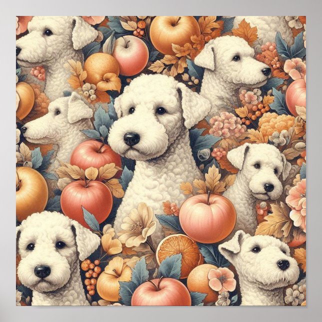 Vintag Bedlington Terrier Nahtlos Poster (Vorne)