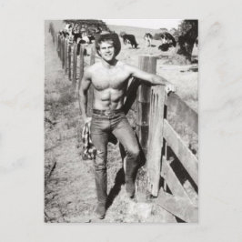 Vintag Beefcake Cowboy Postkarte