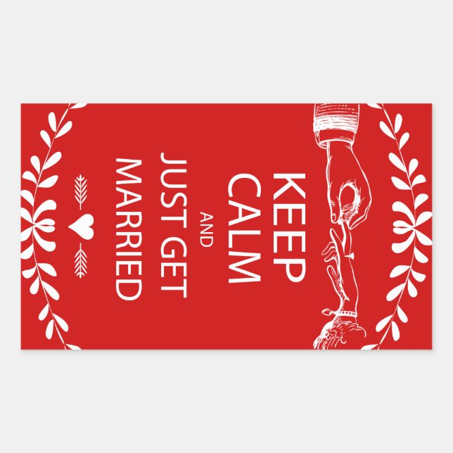 Vintag BEHALTEN CALM VERHEIRATET Rechteckiger Aufkleber (Vorderseite)