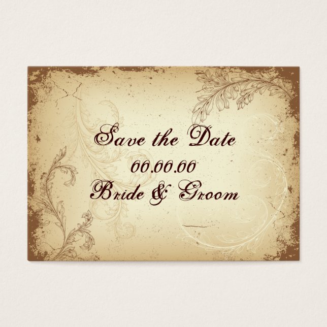 Vintag-beige Blätter Save the Date (Vorderseite)