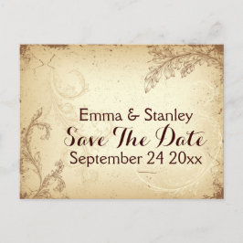 Vintag-beige Blätter Save the Date Ankündigungspostkarte