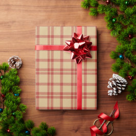 Vintag-beige karierte Bauernhäuser Geschenkpapier