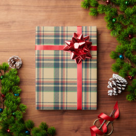 Vintag-beigefarbenes kariertes Muster Geschenkpapier