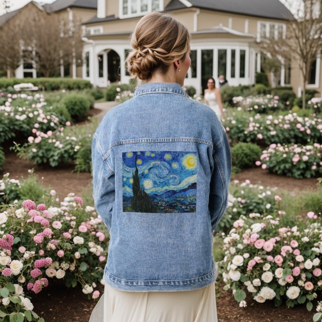 Vintag beleuchtet die Sternennacht, Retro Jeansjacke (Hochzeit Rückseite)