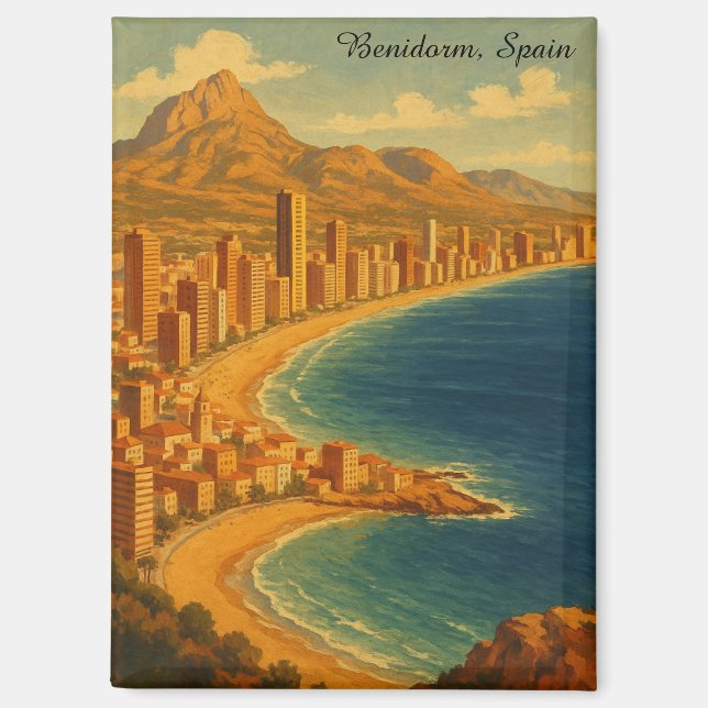Vintag Benidorm Costa Blanca Spanien Reisen Magnet (Vorderseite)