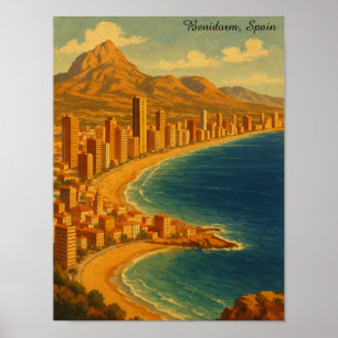 Vintag Benidorm Costa Blanca Spanien Reisen Poster