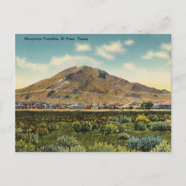 Vintag, Berg Franklin, El Paso, Texas Postkarte (Vorderseite)