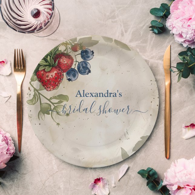 Vintag Berry Sweet Strawberry Brautparty Pappteller (Von Creator hochgeladen)