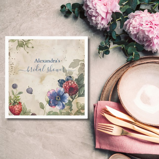 Vintag Berry Sweet Strawberry Brautparty Serviette (Von Creator hochgeladen)