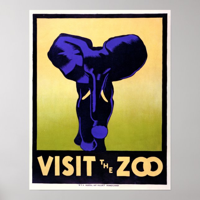 Vintag Besuch des Zoo-Elefanten Poster (Vorne)