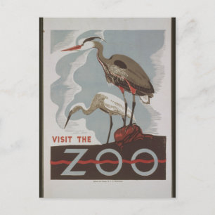 Vintag Besuch des Zoos Postkarte