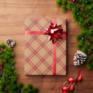 Vintag bezahltes goldrotes diagonales Muster Weihn Geschenkpapier