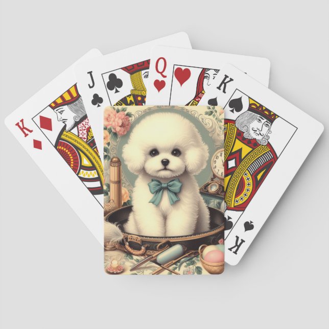 Vintag Bichon Frisé Painting Spielkarten (Rückseite)