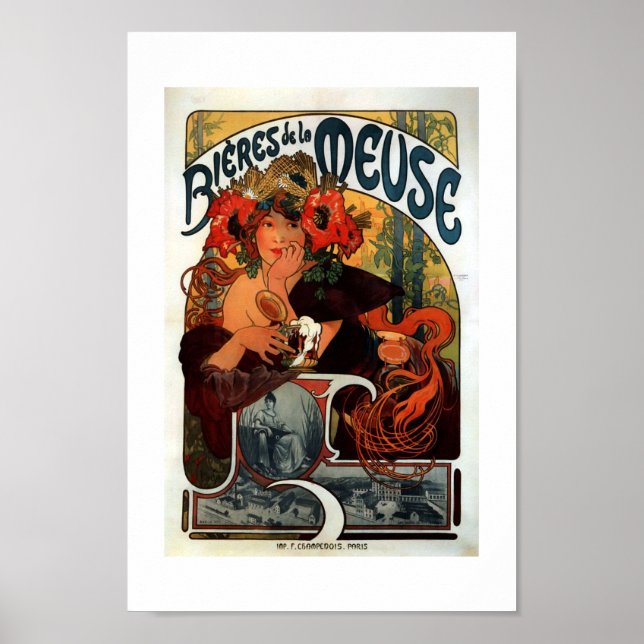 Vintag Bieres de la Meuse Paris Frankreich Poster (Vorne)