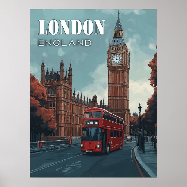 Vintag Big Ben Travel Poster - London, England (Vorne)