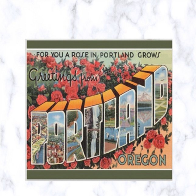Vintag Big Letter Portland Oregon Postkarte (Von Creator hochgeladen)