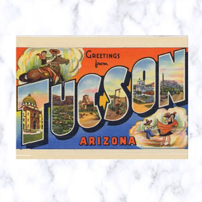 Vintag Big Letter Tuscon Arizona Postkarte (Von Creator hochgeladen)