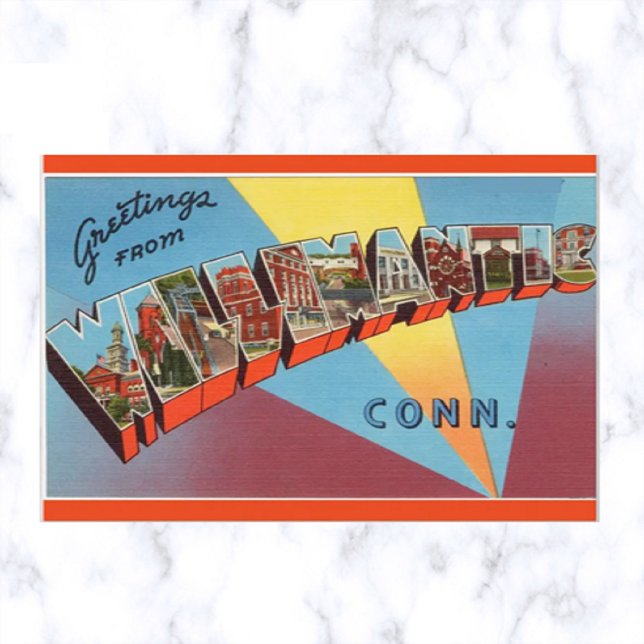 Vintag Big Letter Willimantic Connecticut Postkarte (Von Creator hochgeladen)