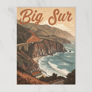 Vintag Big Sur: Cliffside Waves Postkarte