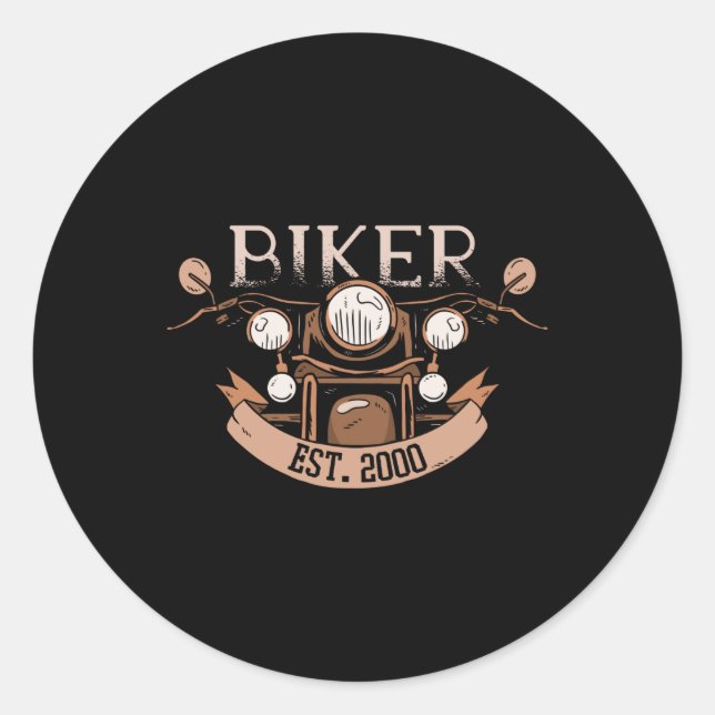 Vintag Biker Runder Aufkleber (Vorderseite)