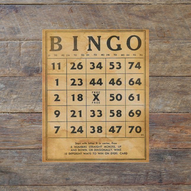 Vintag Bingo Card Scrapbook Ephemera (Von Creator hochgeladen)