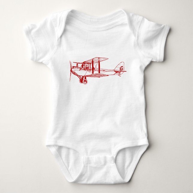 Vintag Biplane - Ruby Red Baby Strampler (Vorderseite)