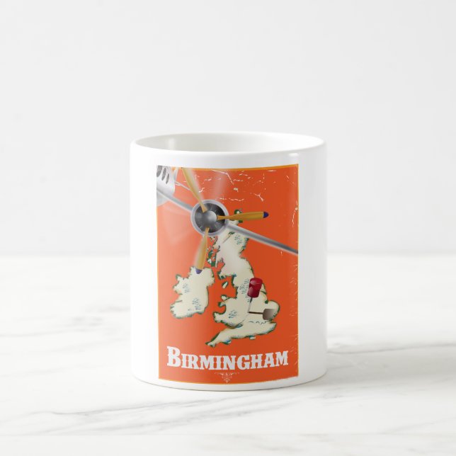 Vintag Birmingham Travel Poster Kaffeetasse (Mittel)