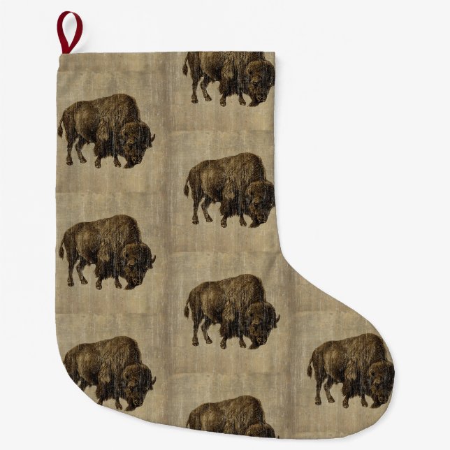 Vintag Bison Großer Weihnachtsstrumpf (Vorderseite)