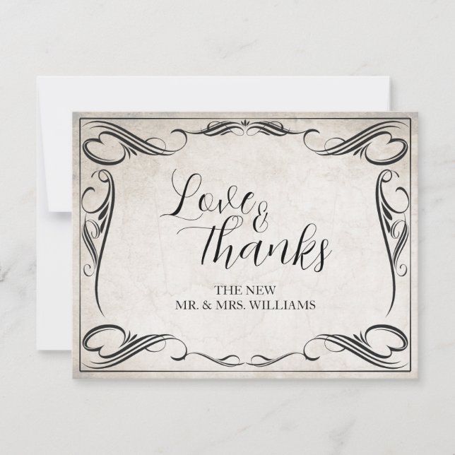 Vintag Black Art Deco Wedding Danke (Vorderseite)