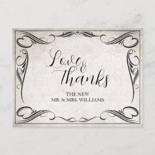 Vintag Black Art Deco Wedding Danke Feiertagspostkarte