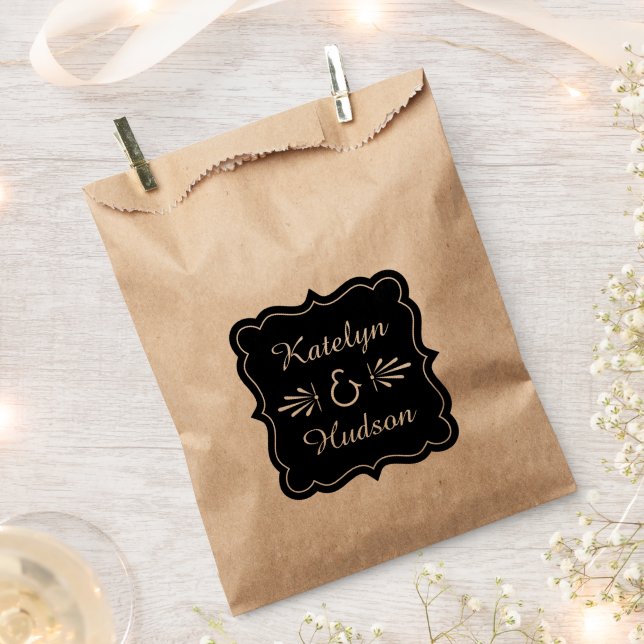 Vintag Black Art Deco Wedding Monogram Geschenktütchen (Ausgeschnitten)