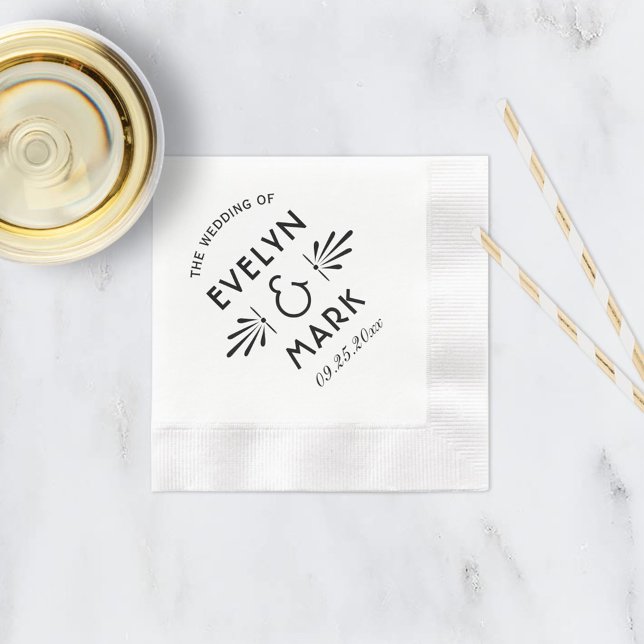 Vintag Black Art Deco Wedding Monogram Serviette (Von Creator hochgeladen)