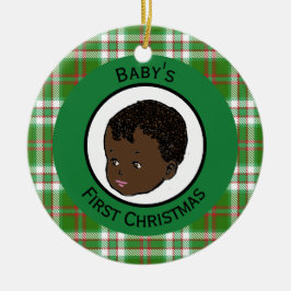 Vintag Black Baby's First Christmas Keramik Ornament