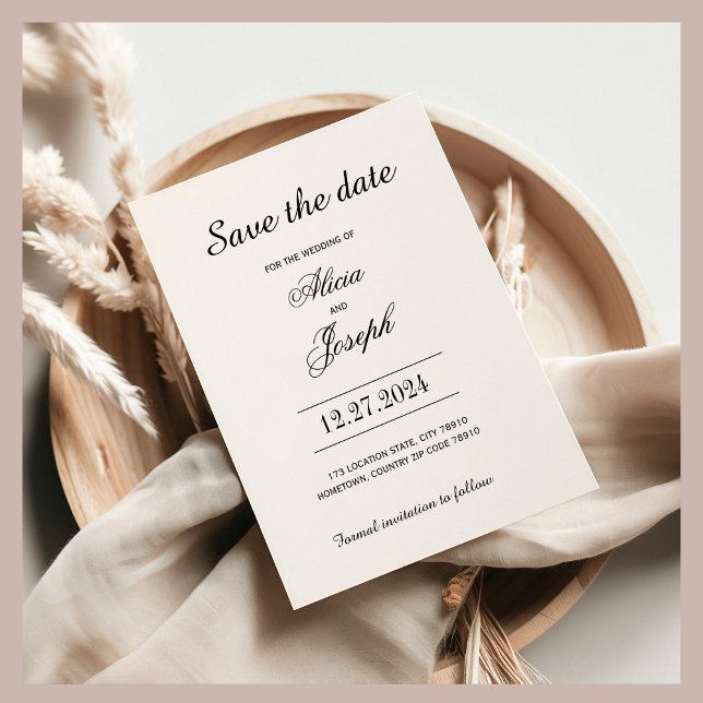Vintag Black Blüh Elegant Save the Date (Save the Date, Elegant Modern Wedding)