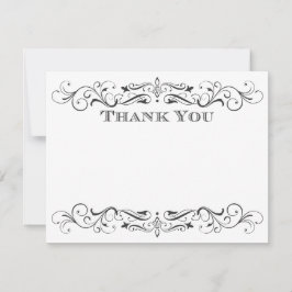 Vintag Black Blüh Elegante White Wedding Dankeskarte