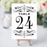 Vintag Black Blüh White Wedding Tischnummer<br><div class="desc">Vintage Hochzeitskarten mit schwarz dekorativen Wirbel und Schnörkeln auf beiden Seiten der Tischnummer. Personalisieren Sie jede benötigte Tischnummer und fügen Sie diese einzeln in Ihren Warenkorb ein.</div>